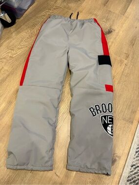 Kids Gray and Red winter Pants - Insulated Winter Bottoms XL